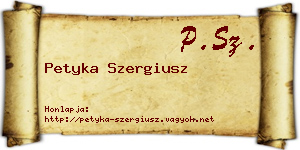 Petyka Szergiusz névjegykártya
